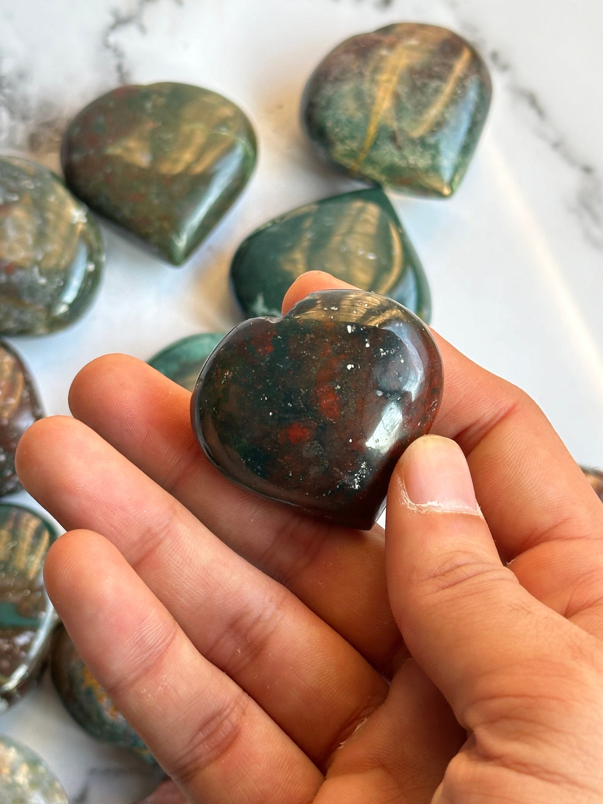 Natural Bloodstone Hearts - Atyahara Rocks and Minerals