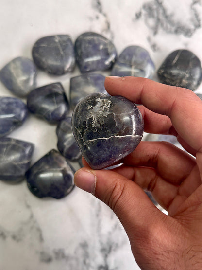 Iolite Hearts - Atyahara Rocks and Minerals