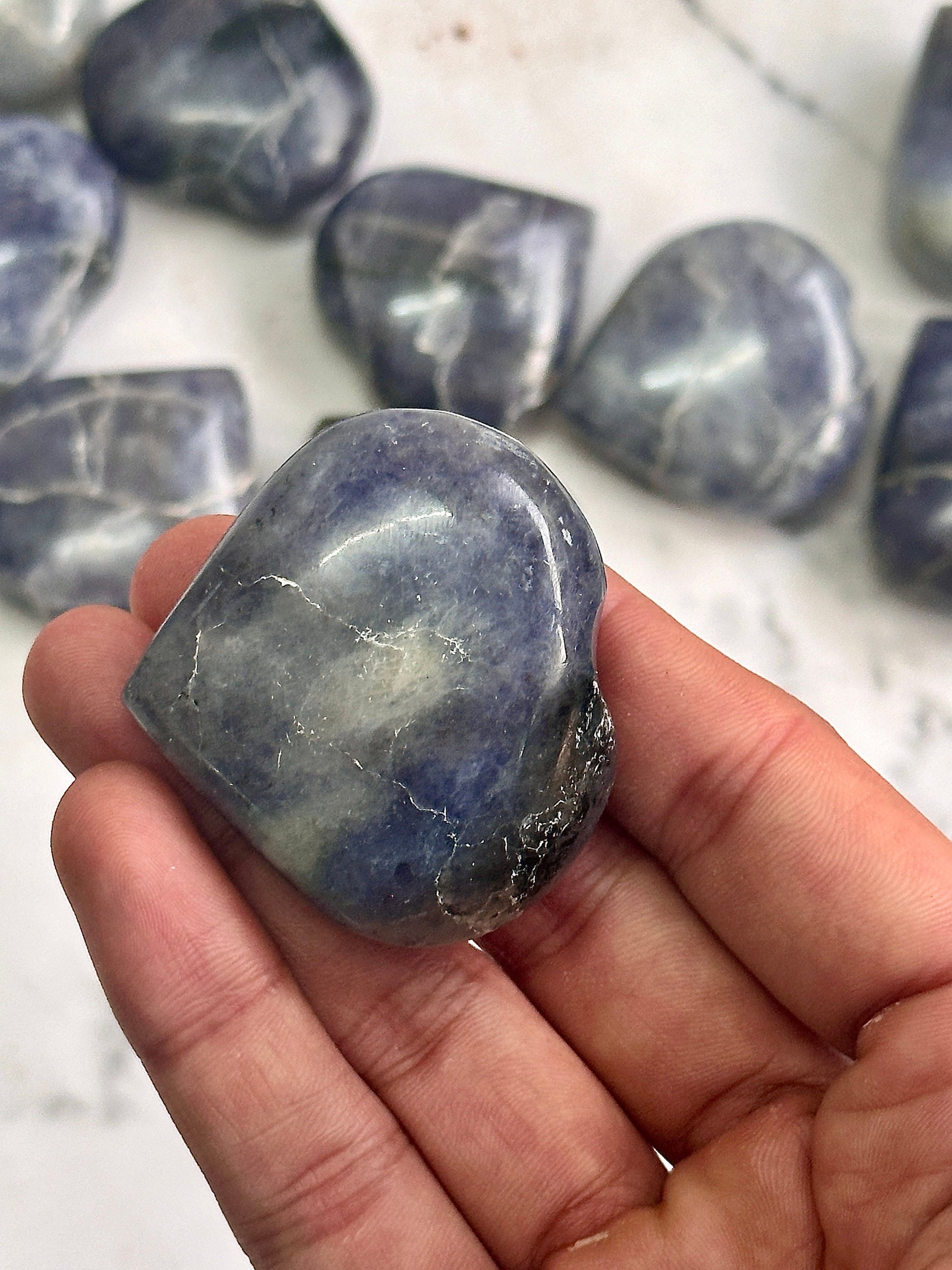 Iolite Hearts - Atyahara Rocks and Minerals