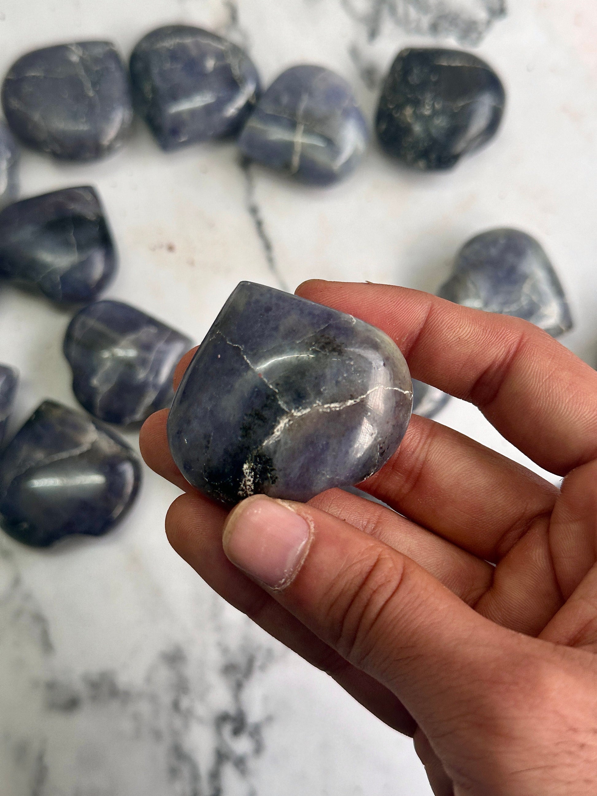 Iolite Hearts - Atyahara Rocks and Minerals