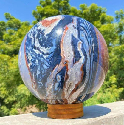 Blue Zebra Agate Sphere - Atyahara Rocks and Minerals