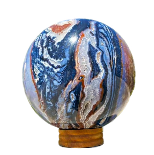 Blue Zebra Agate Sphere - Atyahara Rocks and Minerals