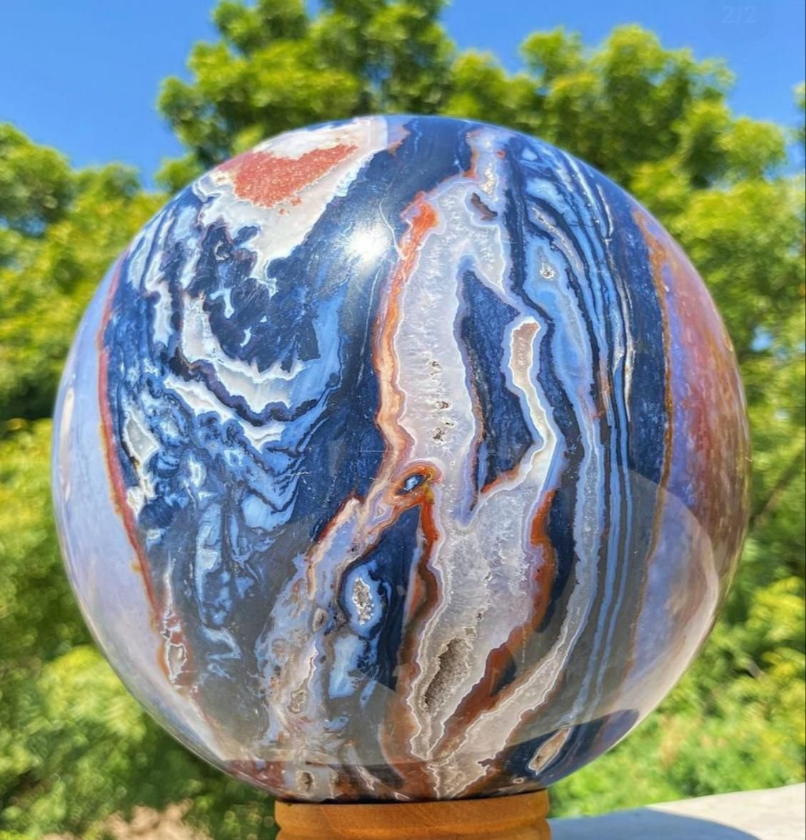 Blue Zebra Agate Sphere - Atyahara Rocks and Minerals